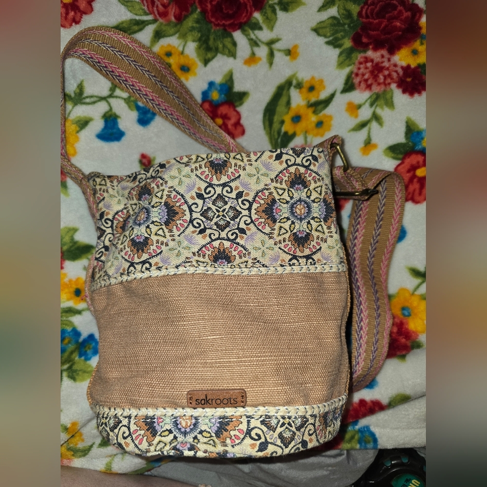 Sakroots Tan and Multicolor Crossbody Bag